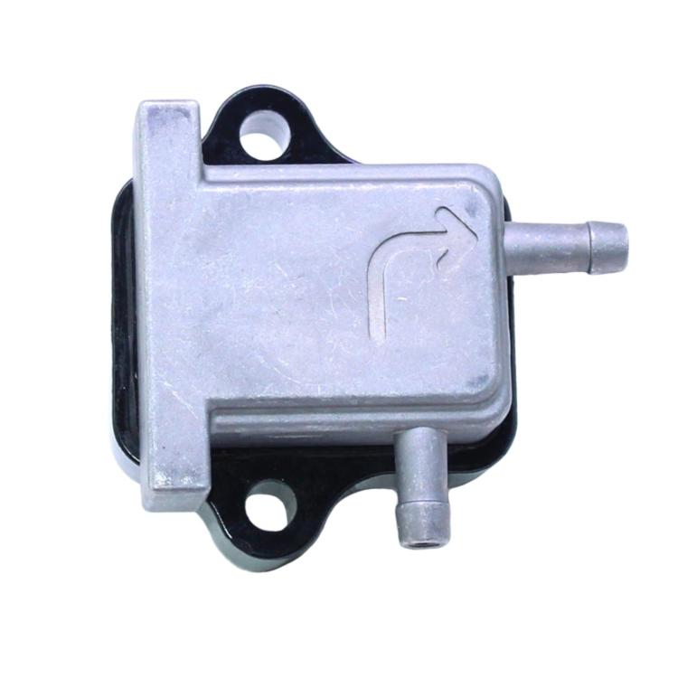 Light-gray outboard motor bracket with hose ports and mounting holes
