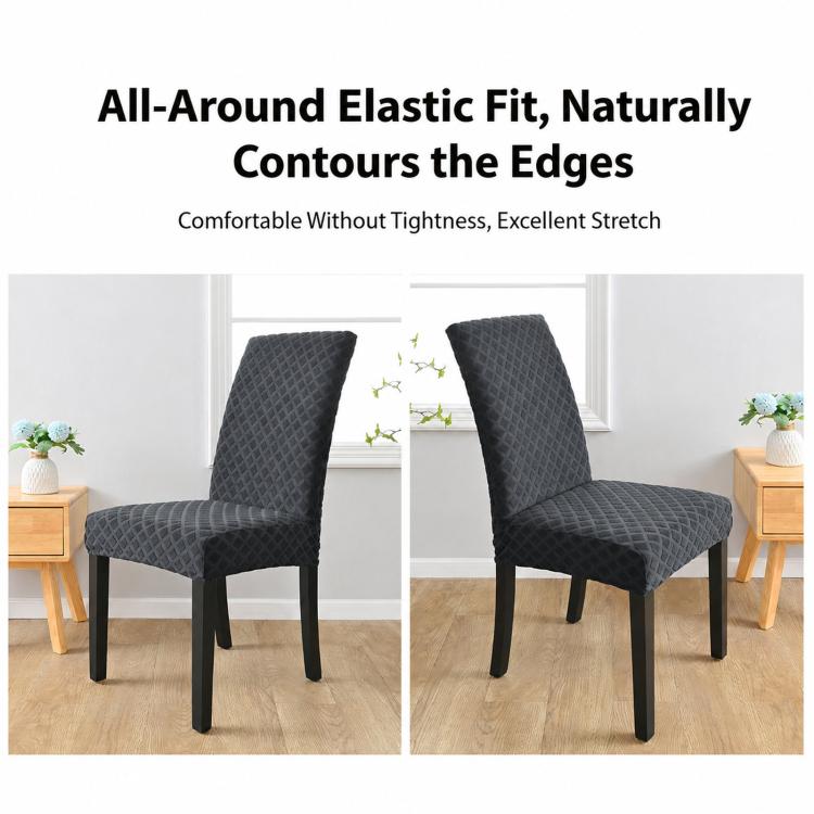 Stretch Dining Chair Cover Rhombus High Back Kitchen Chair Slipcover, M 45-60cm Height, L 60-70cm Height