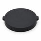 Round black silicone scale base protection cover with molded grip tabs, top view
