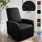 Water-resistant recliner chair cover, black fabric with water drop detail and pocket