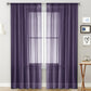 Single sheer light-filtering rod pocket curtain, deep purple with vertical grid weave