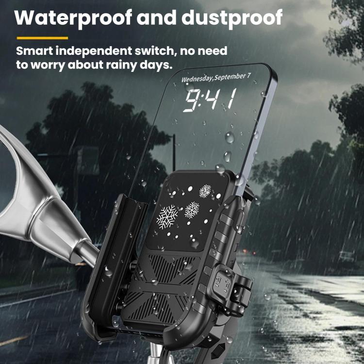 Motorcycle Semiconductor Cooling Heat Dissipation Phone Holder, Mirror Base
