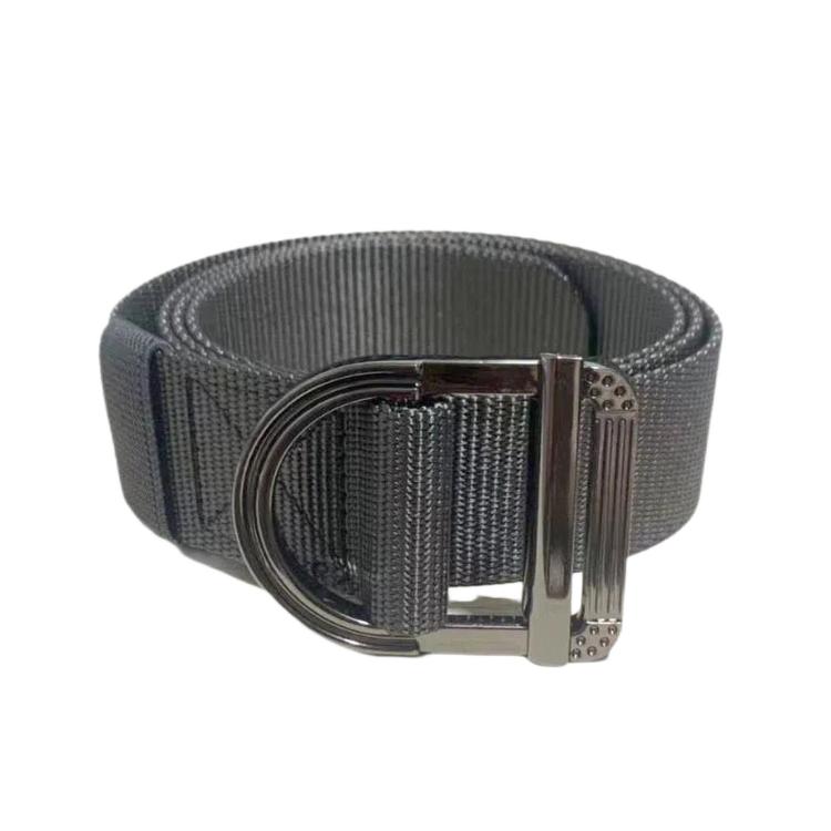 Nylon web belt with zinc alloy D-ring buckle, dark gray