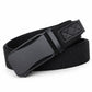 Elastic nylon work belt with automatic alloy buckle, black belt strap and square metal buckle