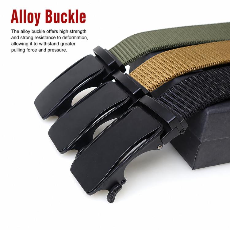 Men's elastic nylon work belt with automatic alloy buckle, dark strap