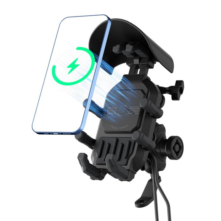 Motorcycle Wireless Charging Phone Holder With A+C Port Fast Charging Anti-theft Features, Mirror Base