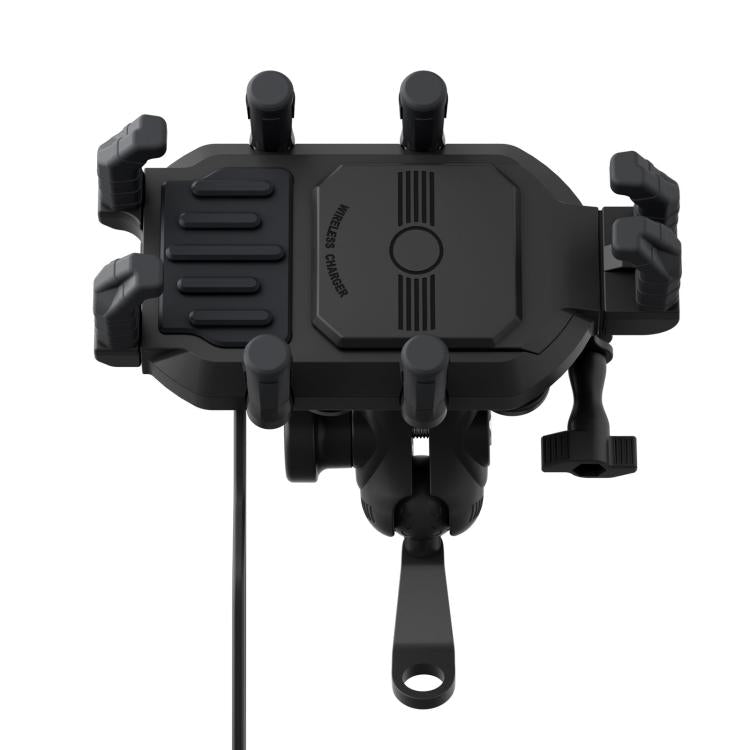 Motorcycle Wireless Charging Phone Holder With A+C Port Fast Charging Anti-theft Features, Mirror Base