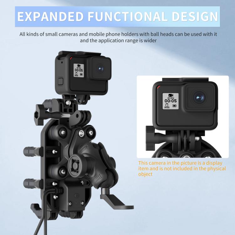 Motorcycle Wireless Charging Phone Holder With A+C Port Fast Charging Anti-theft Features, Mirror Base