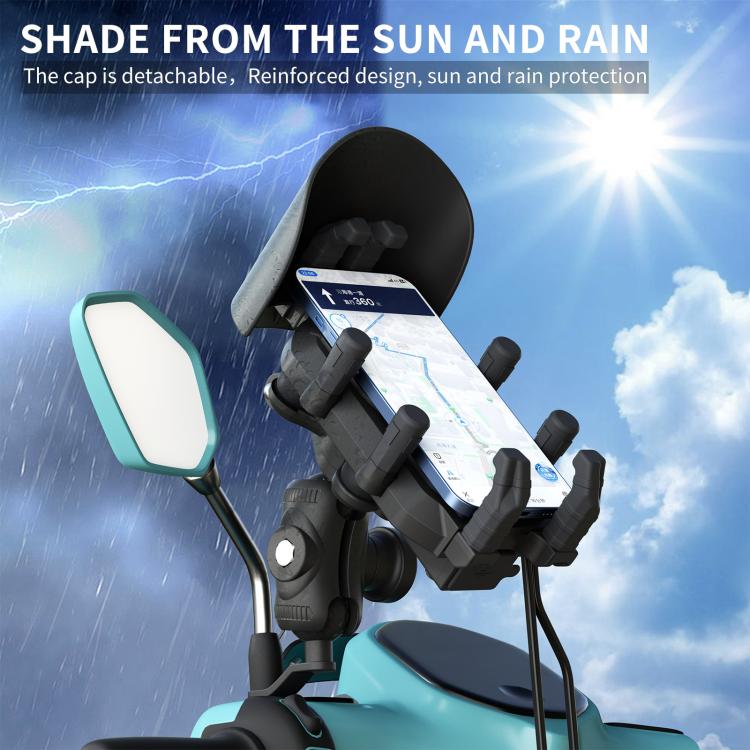 Motorcycle Wireless Charging Phone Holder With A+C Port Fast Charging Anti-theft Features, Mirror Base