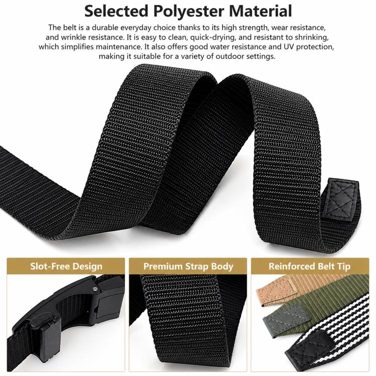Automatic Buckle Belt Men Outdoor Nylon Belt, 105cm, 115cm, 125cm