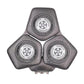 Grey shaver replacement head with three circular foil trimmer blades.