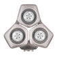 Silver shaver replacement head with three circular foil trimmer blades.