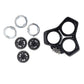 Rotary shaver replacement head parts with plastic frame and cutter rings