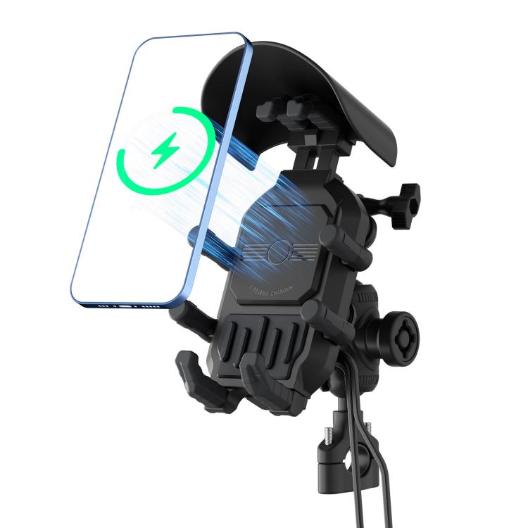 Motorcycle Shock-Absorbing Wireless Fast Charging Camera Phone Navigation Holder, Handlebar