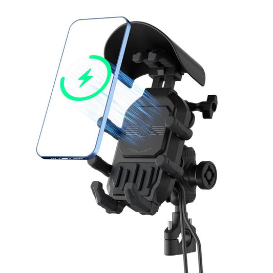 Motorcycle Shock-Absorbing Wireless Fast Charging Camera Phone Navigation Holder, Handlebar