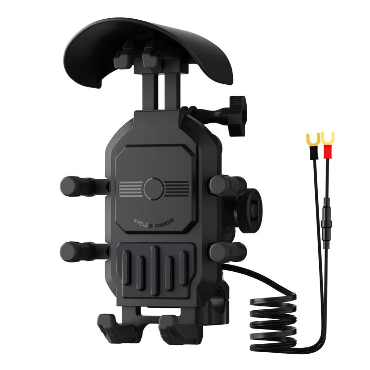 Motorcycle Shock-Absorbing Wireless Fast Charging Camera Phone Navigation Holder, Handlebar