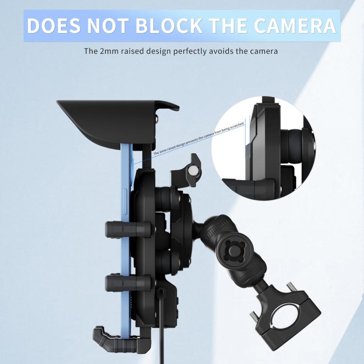 Motorcycle Shock-Absorbing Wireless Fast Charging Camera Phone Navigation Holder, Handlebar