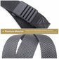 Textured nylon men’s belt with automatic buckle, dark strap and gray metal clasp