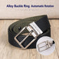 Men's nylon belt with silver alloy buckle ring, dark olive and black striped strap