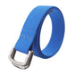 Unisex elastic nylon web belt in light blue with alloy buckle and stitched keeper loop