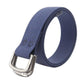 Unisex elastic nylon web belt in navy with alloy buckle, woven texture close-up