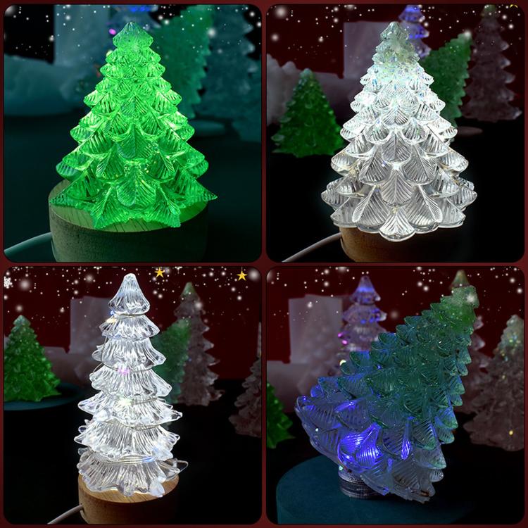3D Christmas Tree Candle Mold Silicone Pine Tree Resin Mold for Epoxy Casting, 01, 02