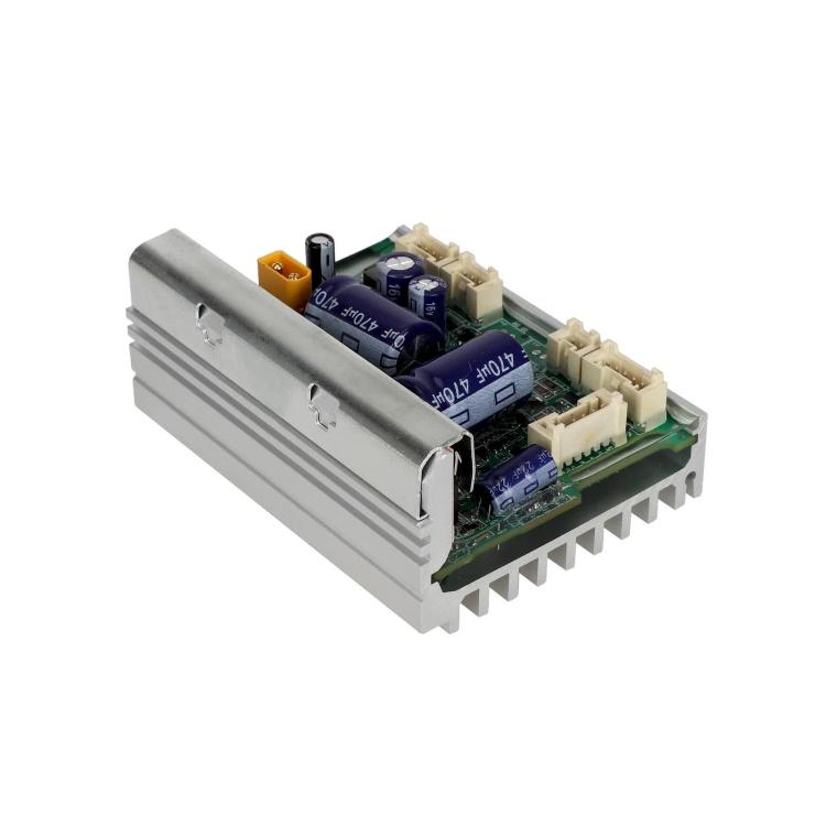 Electric scooter controller circuit board with metal heat sink and pin headers