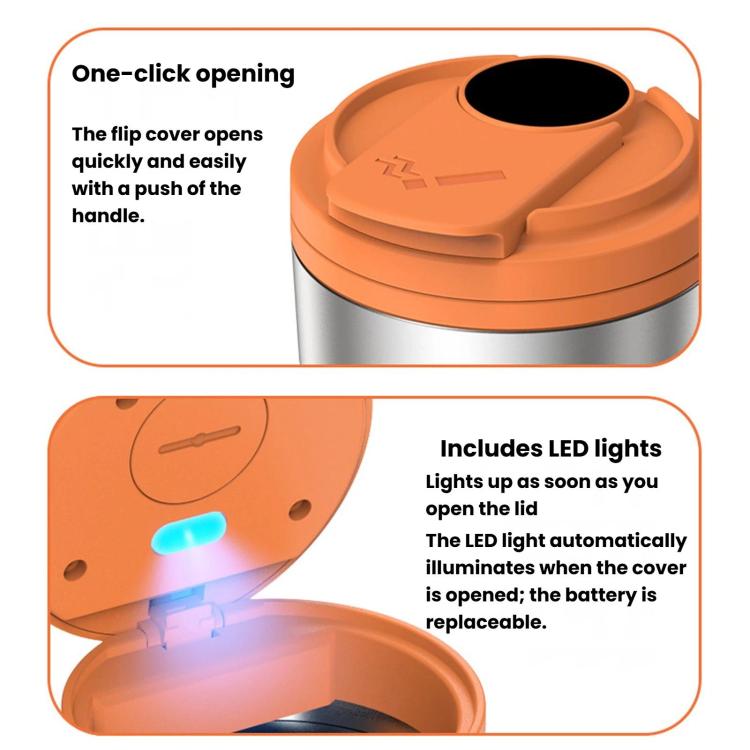 Car Ashtray With Lid & LED Light Metal Fireproof Cigarette Disposal Can For Vehicle