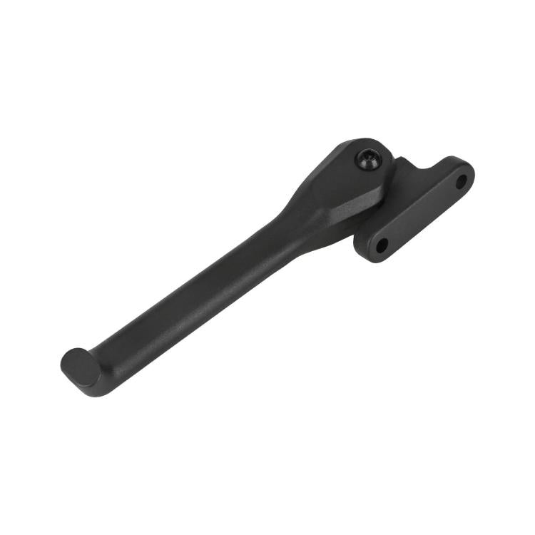 Kickstand support arm, black metal with two mounting holes and rounded end
