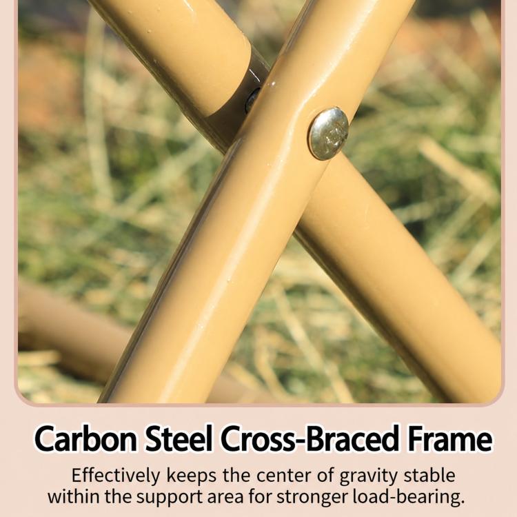 Yellow carbon steel cross-braced support frame for a foldable stool chair