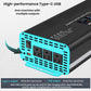 Blue and black pure sine wave power inverter with Type‑C, USB and AC outlets