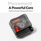 Clock movement mechanism with red coil and battery-powered motor in black casing