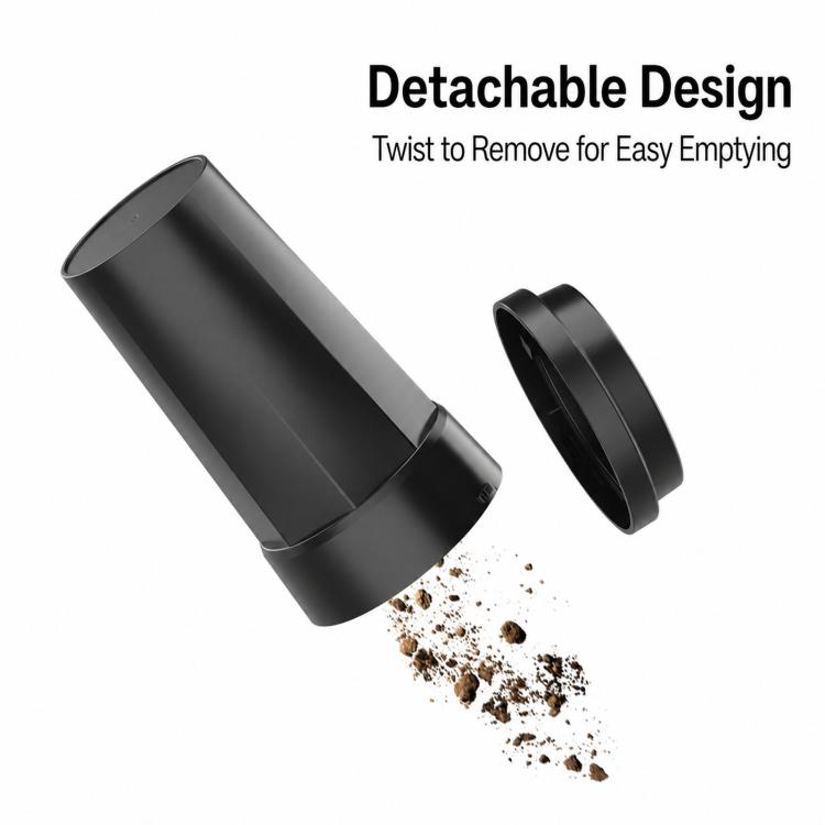 Car trash can with detachable lid, black cylindrical bin with separate round lid piece