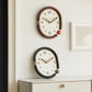 Two retro oval wall clocks: one dark brown and one black with cream dials.