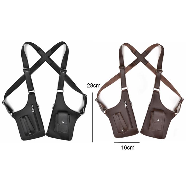 WEIXIER PU Leather Underarm Crossbody Bag Workwear Adjustable Backpack/Chest Bag