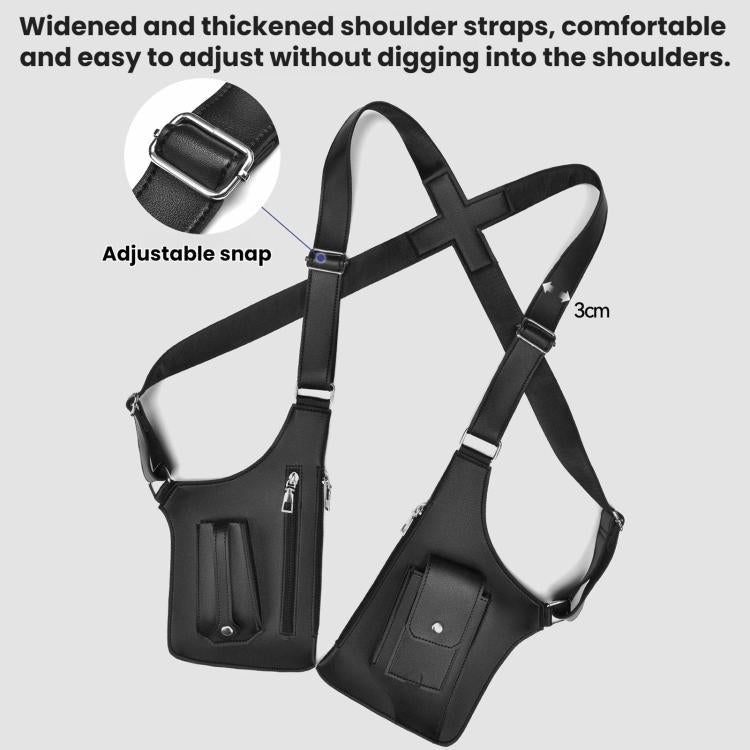 WEIXIER PU Leather Underarm Crossbody Bag Workwear Adjustable Backpack/Chest Bag