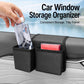 Car window storage organizer with two compartments, black, holds small items