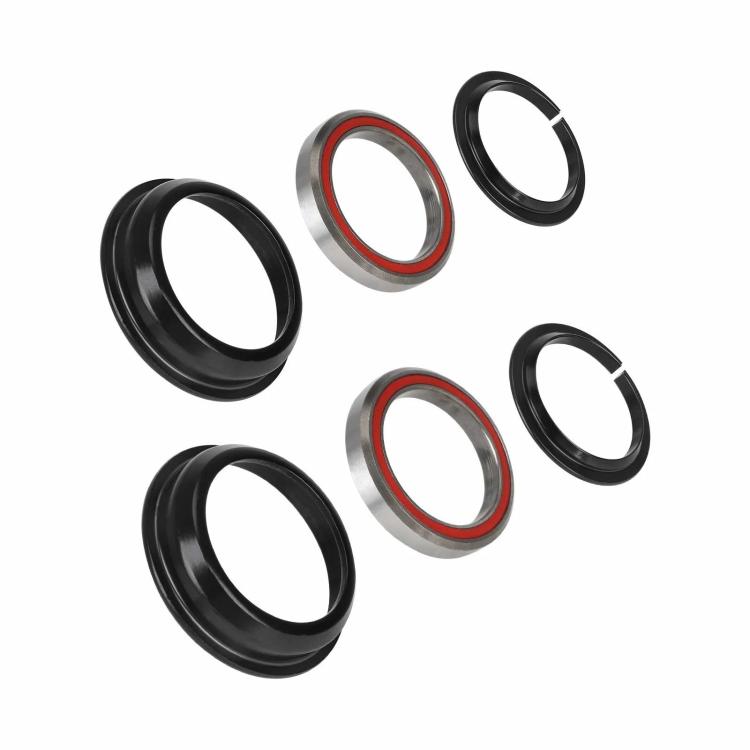 Headset bearing kit with black seals and silver bearings featuring a red inner ring