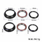 Headset steering bearing kit with black seals and silver bearings with red trim, assorted sizes