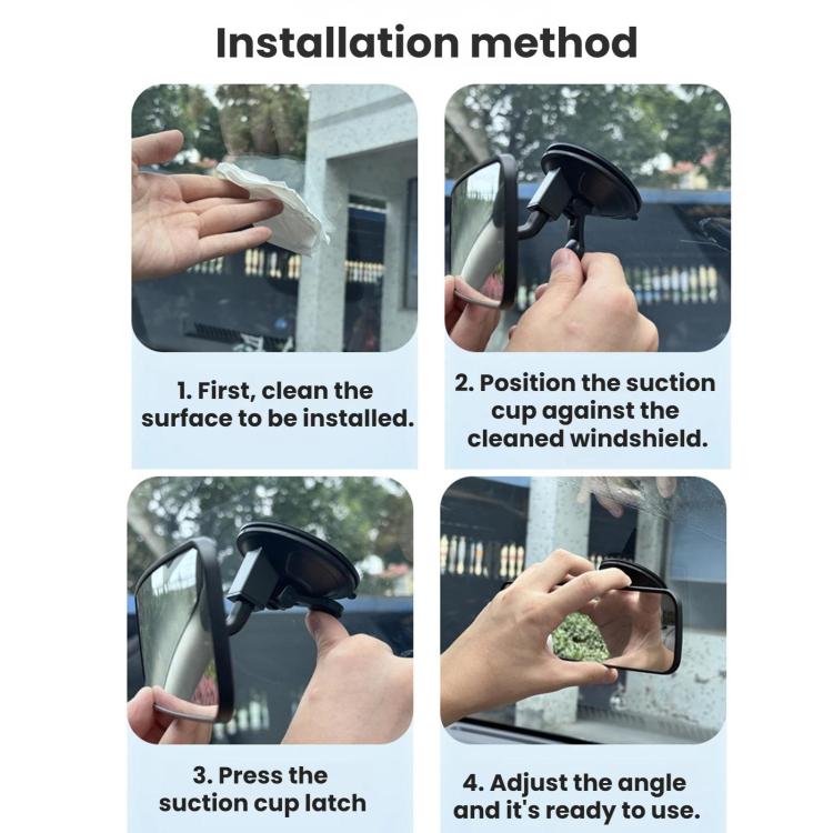 SHUNWEI Adjustable Suction Cup Wide-angle Reversing Mirror