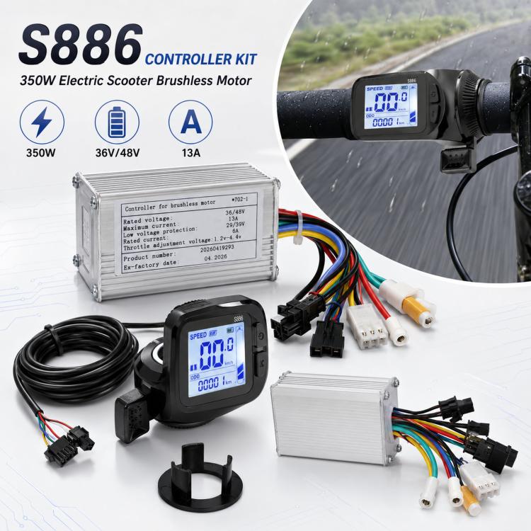 Electric scooter brushless controller kit with LCD throttle, wiring harness, and connectors