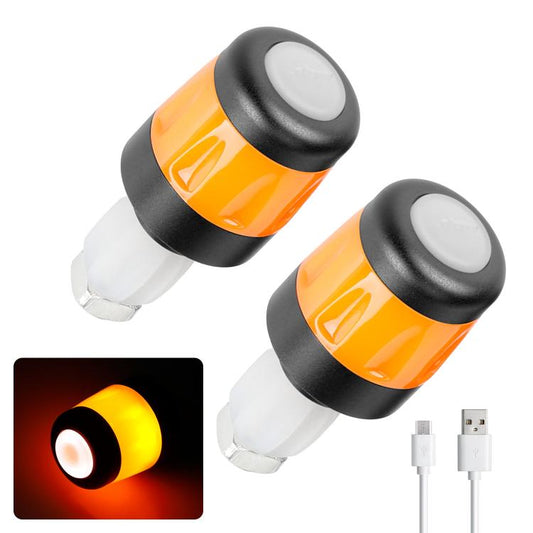 ULIP USB Rechargeable Bike Handlebar End Lights LED Safety Warning Signal Lamps for 22mm Bar Grips