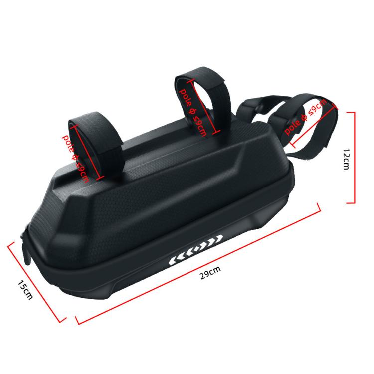 Waterproof EVA hard-shell handlebar bag, black, front-mounted with adjustable straps
