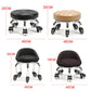 Rolling stool size chart showing multiple seat colors with 22cm and 19cm caster bases