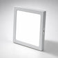Square white flush-mount LED ceiling panel light with rectangular frame and side controls