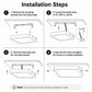 LED flush-mount panel light installation diagram with mounting bracket and screws