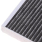 Cabin air filter detail showing dark gray pleated filter folds