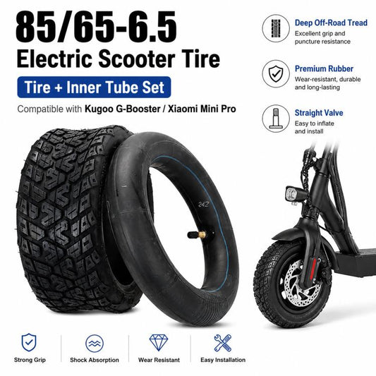 85/65-6.5 Electric Scooter Tire For Kugoo G-Booster / Xiaomi Mini Pro, Straight Valve Inner Tube, With Outer Tire Set