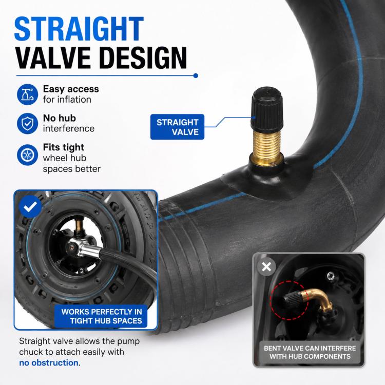 Straight valve inner tube for electric scooter tires with brass valve core