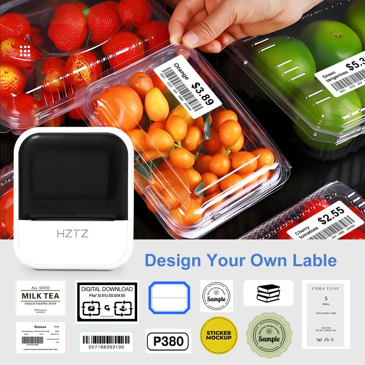 HZTZ C50 Portable Label Printer & Mini Tattoo Stencil Machine 2 Inch Inkless Thermal Label Maker